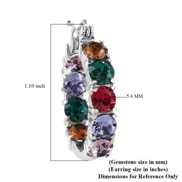 🌹 Swarovski Multi Color Crystal Hoop Earrings - Picture 3 of 6